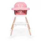 Etetőszék, ECOTOYS HC508, rózsaszín, 2 az 1-ben magasságállítás, levehető tálcával, fém lábak, 5 pontos biztonsági öv, teherbírás: 20 kg