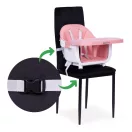 Etetőszék, ECOTOYS HC508, rózsaszín, 2 az 1-ben magasságállítás, levehető tálcával, fém lábak, 5 pontos biztonsági öv, teherbírás: 20 kg