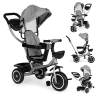   Háromkerekű tricikli, ECOTOYS WQL-066-52, szürke, forgatható ülés, levehető napellenző, szülőkormány, biztonsági öv és karfa, tartós EVA habkerekek, teherbírás: 25 kg