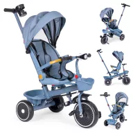   Háromkerekű tricikli, ECOTOYS WQL-066-18, kék, forgatható ülés, levehető napellenző, szülőkormány, biztonsági öv és karfa, tartós EVA habkerekek, LED fények, pohártartó, teherbírás: 25 kg