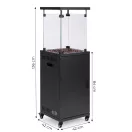 Gázos teraszfűtő, MultiGarden FPS-B-BJ, 13 kW, szögletes, 42 x 42 cm, magasság: 136 cm, maximum 11 kg gázpalack, üveg lángvédő, nyomásszabályzó, tömlő, védőhuzat, fogyasztás: 929 – 946 g/óra