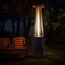 Gázos teraszfűtő, MultiGarden BFH-A-PC, 13 kW, szögletes, 53 x 53 cm, magasság: 227 cm, maximum 11 kg gázpalack, üveg lángvédő, ernyő, nyomásszabályzó, tömlő, védőhuzat, fogyasztás: 929–946 g/óra