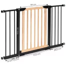 Biztonsági kapu, babarács, ECOTOYS SF-011B-BC, szélesség: 74–130 cm, magasság: 77,5 cm, egykezes nyitás, kétirányú nyílás, önzáródó, összecsukható, fém és fa
