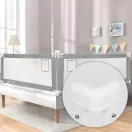 Leesésgátló ágykorlát, ECOTOYS SG-030C-GY, szürke/fehér, 200 x 61-92 cm, acél váz, légáteresztő háló, biztonsági zár, leengedhető, zsebes tároló, állítható magasság