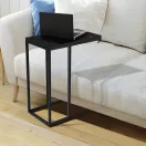 Dohányzóasztal, ModernHome BJ403066CT, fekete, 40 x 30 cm, téglalap alakú, magasság: 66 cm, fém váz, márványhatású asztallap, csúszásgátló lábak