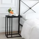 Dohányzóasztal, ModernHome BJ403066CT, fekete, 40 x 30 cm, téglalap alakú, magasság: 66 cm, fém váz, márványhatású asztallap, csúszásgátló lábak