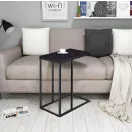Dohányzóasztal, ModernHome BJ403066CT, fekete, 40 x 30 cm, téglalap alakú, magasság: 66 cm, fém váz, márványhatású asztallap, csúszásgátló lábak