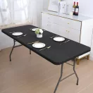 Kerti asztal, MultiGarden NZK-180S, fekete, 180 cm, acél keret, HDPE műanyag felület, összecsukható, teherbírás: 100 kg