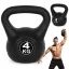 Kettlebell súlyzó, ModernHome CK-4-BC, 4 kg, műanyag burkolat, cement töltet, lapos talp, strapabíró, kezdőknek és haladóknak