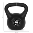 Kettlebell súlyzó, ModernHome CK-4-BC, 4 kg, műanyag burkolat, cement töltet, lapos talp, strapabíró, kezdőknek és haladóknak