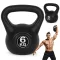 Kettlebell súlyzó, ModernHome CK-6-BC, fekete, 6 kg, műanyag burkolat, cement töltet, lapos talp, strapabíró, kezdőknek és haladóknak