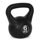 Kettlebell súlyzó, ModernHome CK-6-BC, fekete, 6 kg, műanyag burkolat, cement töltet, lapos talp, strapabíró, kezdőknek és haladóknak