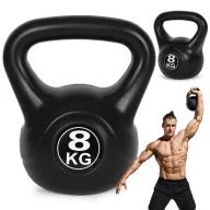   Kettlebell súlyzó, ModernHome CK-8-BC, 8 kg, műanyag burkolat, cement töltet, lapos talp, strapabíró, kezdőknek és haladóknak