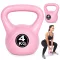 Kettlebell súlyzó, ModernHome CK-4-PK, rózsaszín, 4 kg, műanyag burkolat, cement töltet, lapos talp, strapabíró, kezdőknek és haladóknak