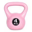 Kettlebell súlyzó, ModernHome CK-4-PK, rózsaszín, 4 kg, műanyag burkolat, cement töltet, lapos talp, strapabíró, kezdőknek és haladóknak