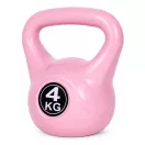 Kettlebell súlyzó, ModernHome CK-4-PK, rózsaszín, 4 kg, műanyag burkolat, cement töltet, lapos talp, strapabíró, kezdőknek és haladóknak