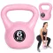 Kettlebell súlyzó, ModernHome CK-6-PK, rózsaszín, 6 kg, műanyag burkolat, cement töltet, lapos talp, strapabíró, kezdőknek és haladóknak