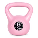 Kettlebell súlyzó, ModernHome CK-6-PK, rózsaszín, 6 kg, műanyag burkolat, cement töltet, lapos talp, strapabíró, kezdőknek és haladóknak