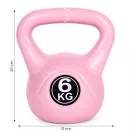 Kettlebell súlyzó, ModernHome CK-6-PK, rózsaszín, 6 kg, műanyag burkolat, cement töltet, lapos talp, strapabíró, kezdőknek és haladóknak