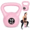 Kettlebell súlyzó, ModernHome CK-10-PK, rózsaszín, 10 kg, műanyag burkolat, cement töltet, lapos talp, strapabíró, kezdőknek és haladóknak
