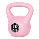 Kettlebell súlyzó, ModernHome CK-10-PK, rózsaszín, 10 kg, műanyag burkolat, cement töltet, lapos talp, strapabíró, kezdőknek és haladóknak