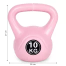 Kettlebell súlyzó, ModernHome CK-10-PK, rózsaszín, 10 kg, műanyag burkolat, cement töltet, lapos talp, strapabíró, kezdőknek és haladóknak