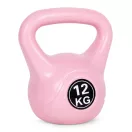 Kettlebell súlyzó, ModernHome CK-12-PK, rózsaszín, 12 kg, műanyag burkolat, cement töltet, lapos talp, strapabíró, kezdőknek és haladóknak