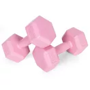 Súlyzókészlet, Modernhome HCD-4-PK, rózsaszín, 2 x 2 kg (összesen 4 kg), hatszögletű, műanyag borítás, cement töltet