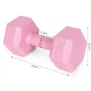 Súlyzókészlet, Modernhome HCD-4-PK, rózsaszín, 2 x 2 kg (összesen 4 kg), hatszögletű, műanyag borítás, cement töltet