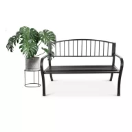   Kerti pad, Bauerkraft G-414, fekete, 125 x 53 x 82 cm, acél és öntöttvas, háttámlával, időjárásálló, teherbírás: 180 kg