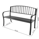 Kerti pad, Bauerkraft G-414, fekete, 125 x 53 x 82 cm, acél és öntöttvas, háttámlával, időjárásálló, teherbírás: 180 kg