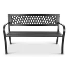 Kerti pad, Bauerkraft G-408, fekete, 125 × 53 × 77 cm, acél és öntöttvas, háttámlával, időjárásálló, teherbírás: 180 kg