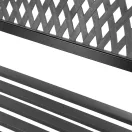 Kerti pad, Bauerkraft G-408, fekete, 125 × 53 × 77 cm, acél és öntöttvas, háttámlával, időjárásálló, teherbírás: 180 kg