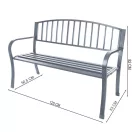 Kerti pad, Bauerkraft G-823, szürke, 125 x 53 x 82 cm, acél és öntöttvas, háttámlával, időjárásálló, teherbírás: 180 kg