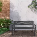 Kerti pad, Bauerkraft H-048, szürke, 125 x 53 x 77 cm, acél és öntöttvas, háttámlával, időjárásálló, teherbírás: 180 kg
