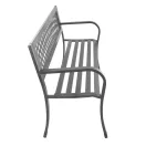 Kerti pad, Bauerkraft H-048, szürke, 125 x 53 x 77 cm, acél és öntöttvas, háttámlával, időjárásálló, teherbírás: 180 kg