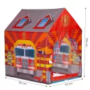 Gyereksátor, IPLAY 8722, 72 x 95 x 102 cm, tűzoltóállomás minta, műanyag váz, poliészter borítás, beltéri/kültéri