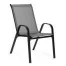 Kerti szék, MultiGarden SC-092KD-4, szürke, 72 x 55 x 90,5 cm, acél keret, textil, egymásra rakható, karfás, csúszásgátló lábak, 120 kg teherbírás, 4 db-os szett