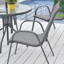 Kerti szék, MultiGarden SC-092KD-4, szürke, 72 x 55 x 90,5 cm, acél keret, textil, egymásra rakható, karfás, csúszásgátló lábak, 120 kg teherbírás, 4 db-os szett