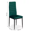 Étkezőszék, Mebelki24 VELVET4ZIELONY4, 4 db, zöld, 97 x 40 x 40 cm, bársony kárpit, acél lábak, magas háttámla, teherbírás: 120 kg