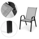 Kerti szék, MultiGarden SC-092KD, világosszürke, 72 x 55 x 90,5 cm, acél keret, textil, egymásra rakható, karfás, csúszásgátló lábak, 120 kg teherbírás, 2 db-os szett