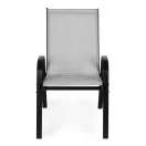 Kerti szék, MultiGarden SC-092KD-4, világosszürke, 72 x 55 x 90,5 cm, acél keret, textil, egymásra rakható, karfás, csúszásgátló lábak, 120 kg teherbírás, 4 db-os szett