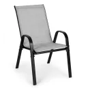 Kerti szék, MultiGarden SC-092KD-4, világosszürke, 72 x 55 x 90,5 cm, acél keret, textil, egymásra rakható, karfás, csúszásgátló lábak, 120 kg teherbírás, 4 db-os szett