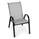 Kerti szék, MultiGarden SC-092KD-4, világosszürke, 72 x 55 x 90,5 cm, acél keret, textil, egymásra rakható, karfás, csúszásgátló lábak, 120 kg teherbírás, 4 db-os szett