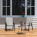 Kerti szék, MultiGarden SC-092KD-4, világosszürke, 72 x 55 x 90,5 cm, acél keret, textil, egymásra rakható, karfás, csúszásgátló lábak, 120 kg teherbírás, 4 db-os szett