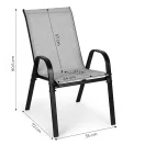 Kerti szék, MultiGarden SC-092KD-4, világosszürke, 72 x 55 x 90,5 cm, acél keret, textil, egymásra rakható, karfás, csúszásgátló lábak, 120 kg teherbírás, 4 db-os szett