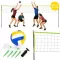 Röplabda és tollaslabda háló és állvány, Movepro VS-5.7X2.3, 600 x 240 cm, fekete/zöld, állítható magasságú, összecsukható, labdával, pumpával, rögzítőkkel