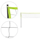 Röplabda és tollaslabda háló és állvány, Movepro VS-5.7X2.3, 600 x 240 cm, fekete/zöld, állítható magasságú, összecsukható, labdával, pumpával, rögzítőkkel