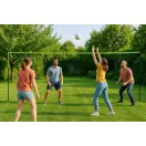 Röplabda és tollaslabda háló és állvány, Movepro VS-5.7X2.3, 600 x 240 cm, fekete/zöld, állítható magasságú, összecsukható, labdával, pumpával, rögzítőkkel