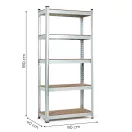 Műhelypolc, ModernHome G9040A, ezüst, 180 x 90 x 40 cm, 5 polcos, acél, MDF polclapok, állítható polcmagasság, teherbírás: 175 kg/polc